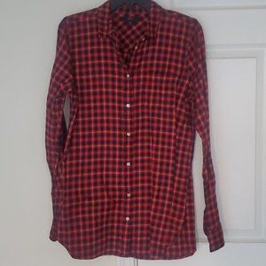 J Crew Women Plaid Flannel Tall Button Up Shirt 6T